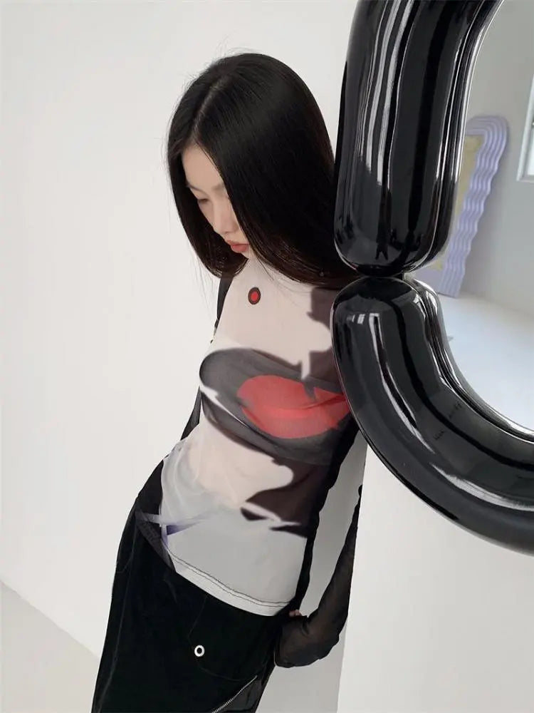 Long Sleeve See-through Top