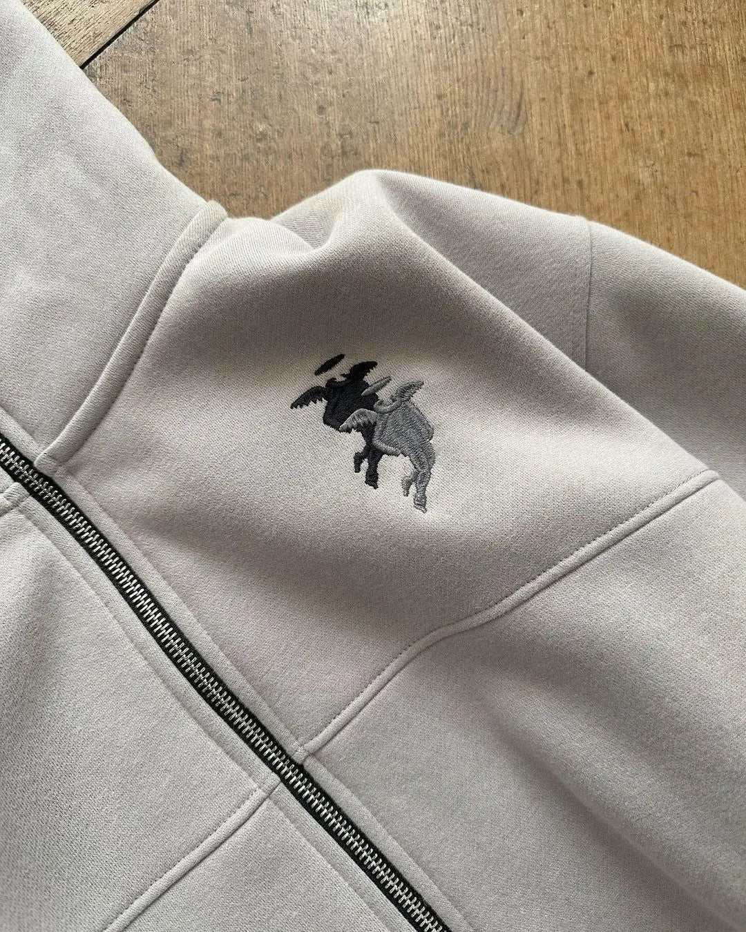 Embroidered Zip Up Warm Hoodie