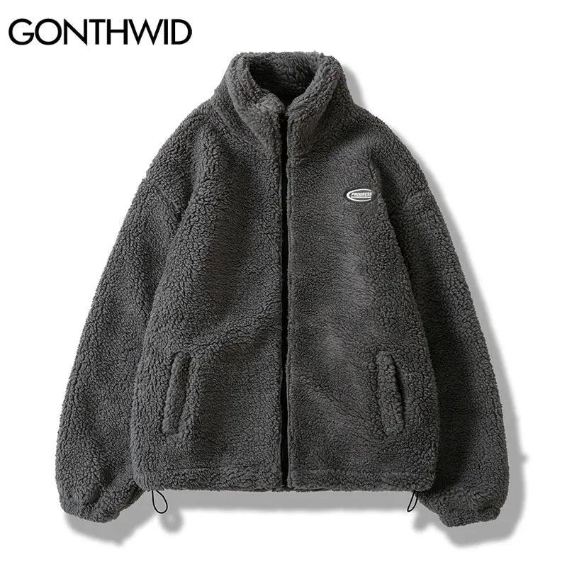 Minimalist Solid Colour Fleece Jacket