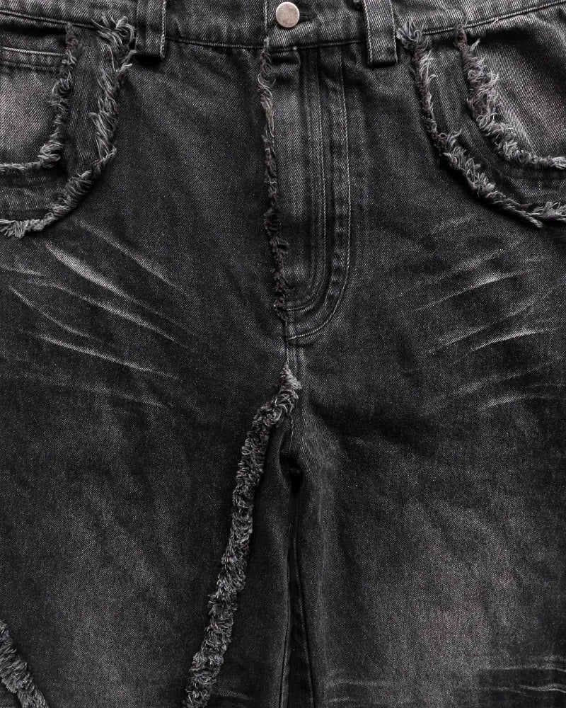 Disstresed Star Baggy Black Jeans