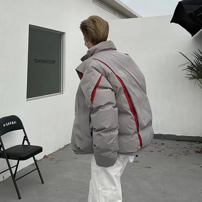 Asymmetrical Contrast Puffer Jacket