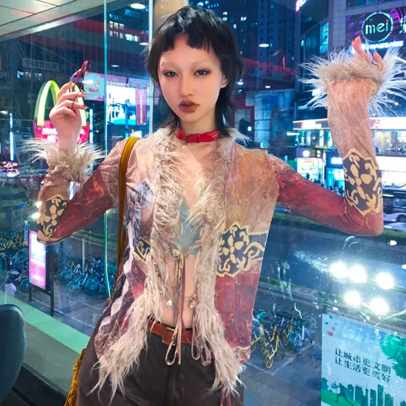 Japanese Mesh Fur Blazer Jacket