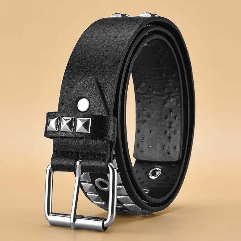 Metal Pyramid PU Leather Belt