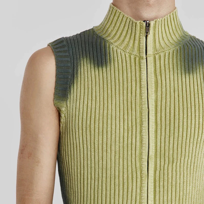 Turtle Neck Ombre Zipper Knit