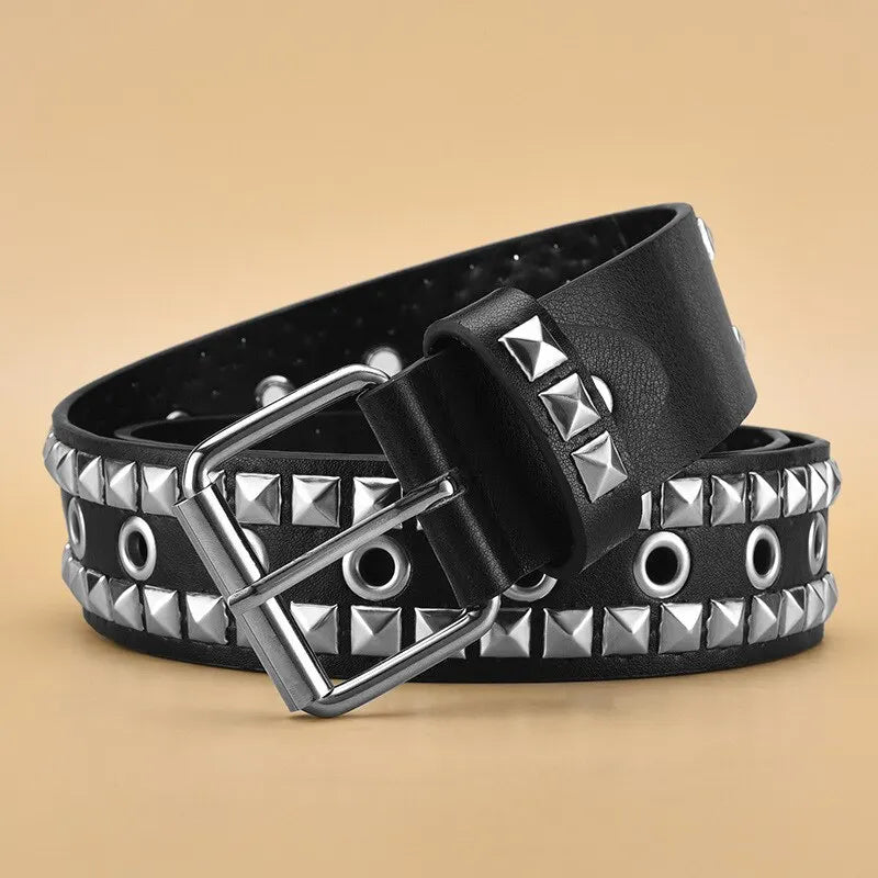Metal Pyramid PU Leather Belt