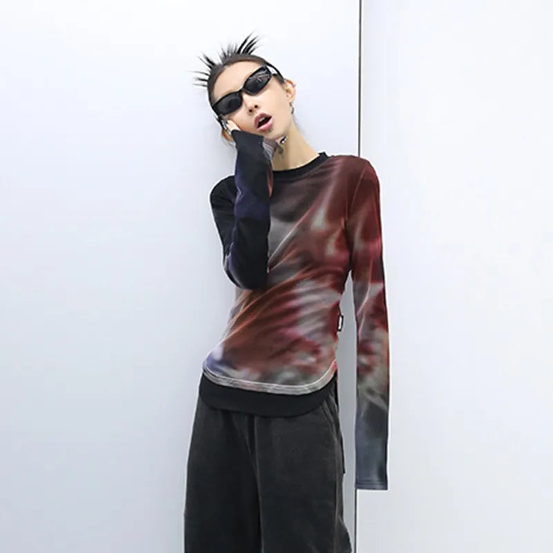 Cyber Mesh Long Sleeve Top