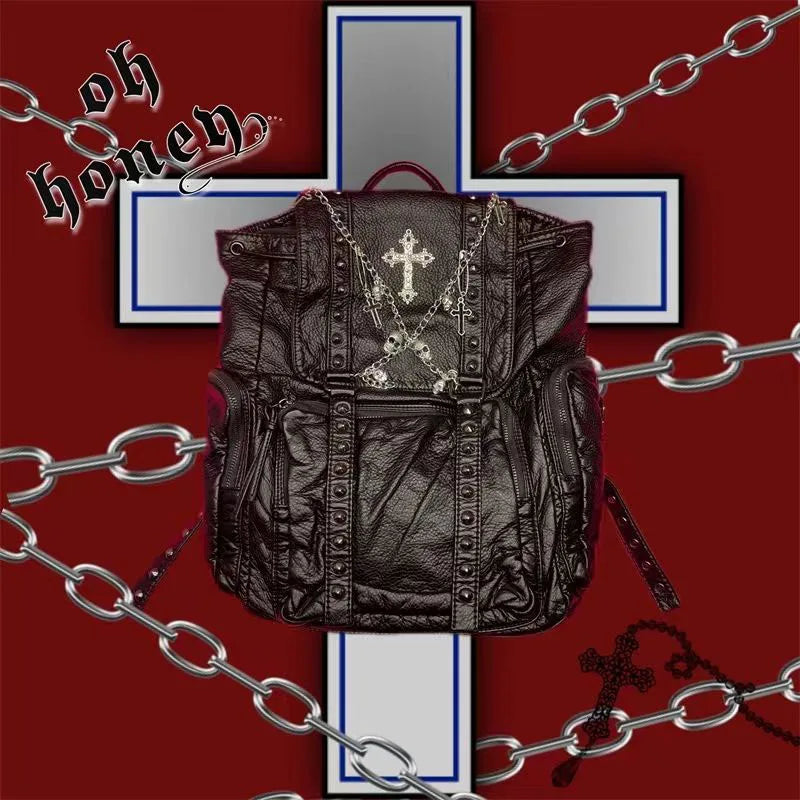 Grunge PU Leather Backpack/Bag