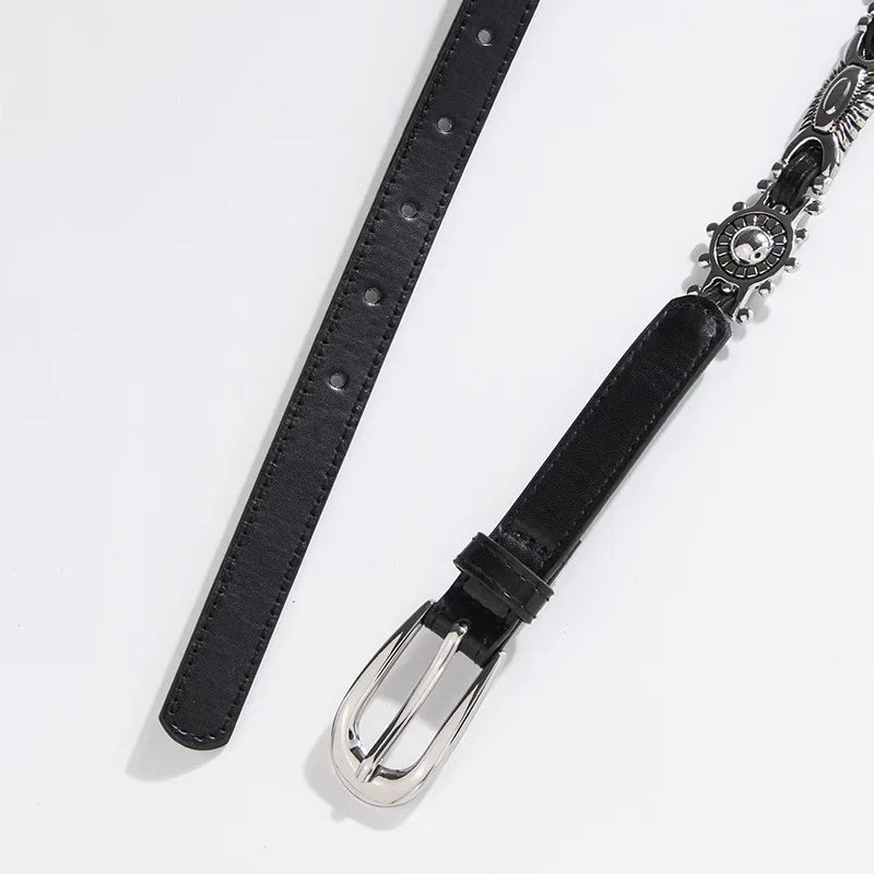 Geometric Oval Carving Metal Belt