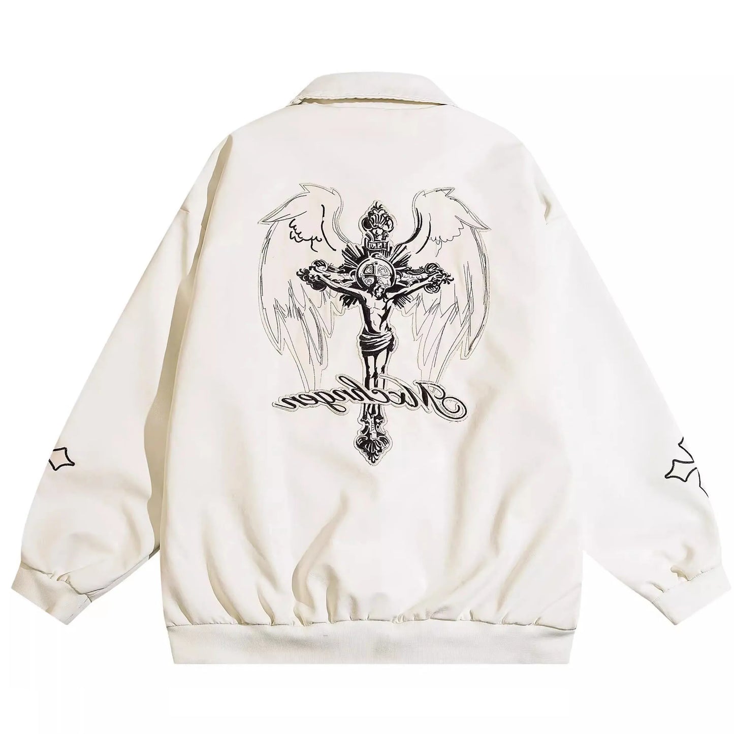 Embroidered Faux Leather Jacket