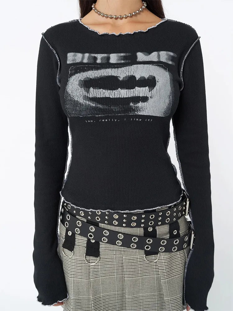 “Bite Me” Graphic Longsleeve Top