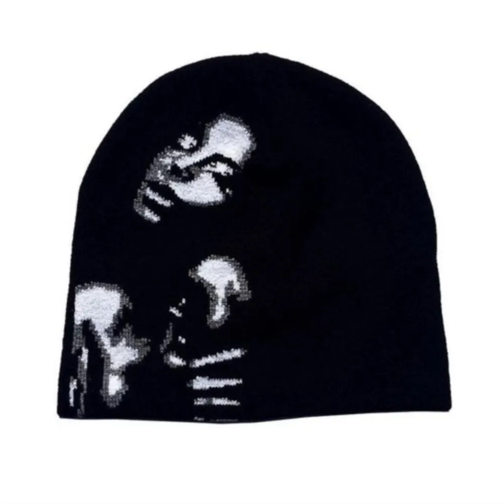 Abstract Print Black Beanie