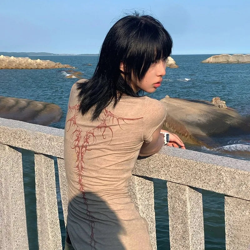 Tattoo Print Blouse Top