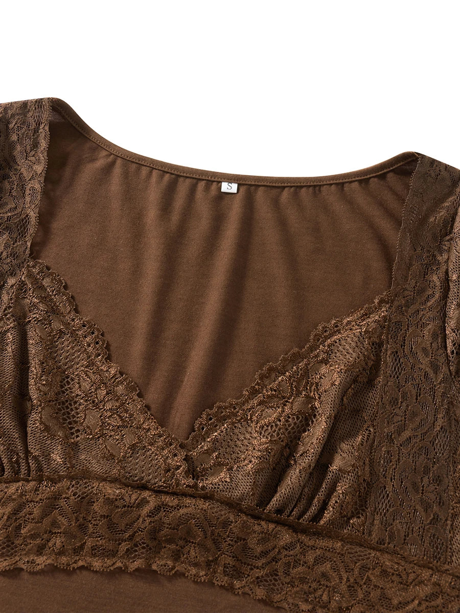 Fairy Laced Brown Cropped Top