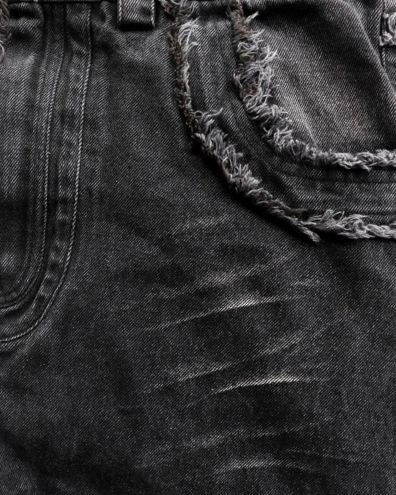 Disstresed Star Baggy Black Jeans