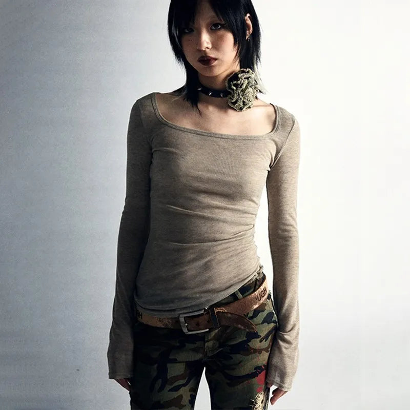 Grunge Tattoo Print Longsleeve Top