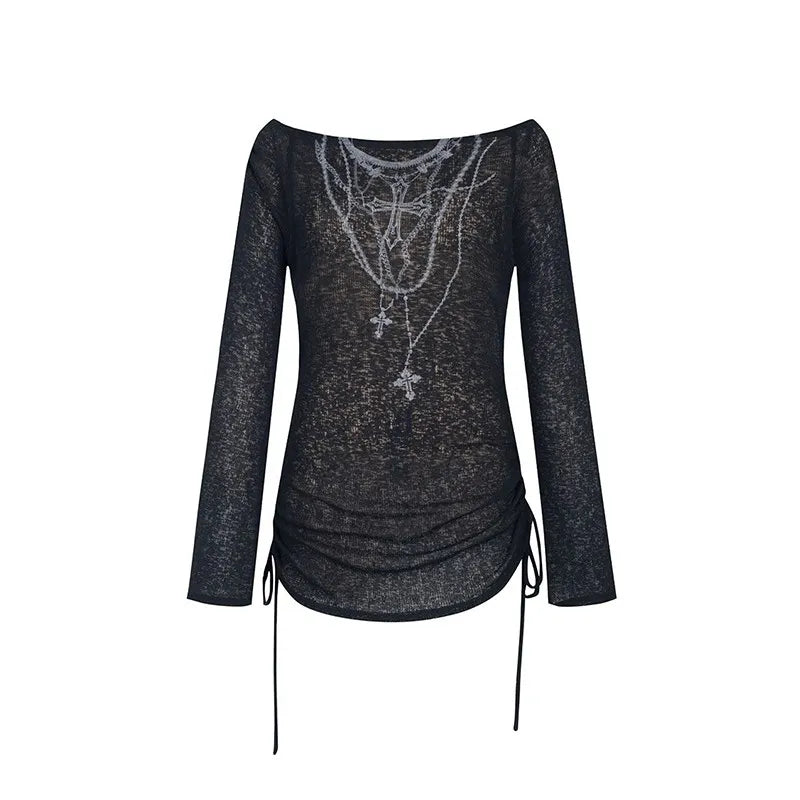 Longsleeve Black Grunge Top