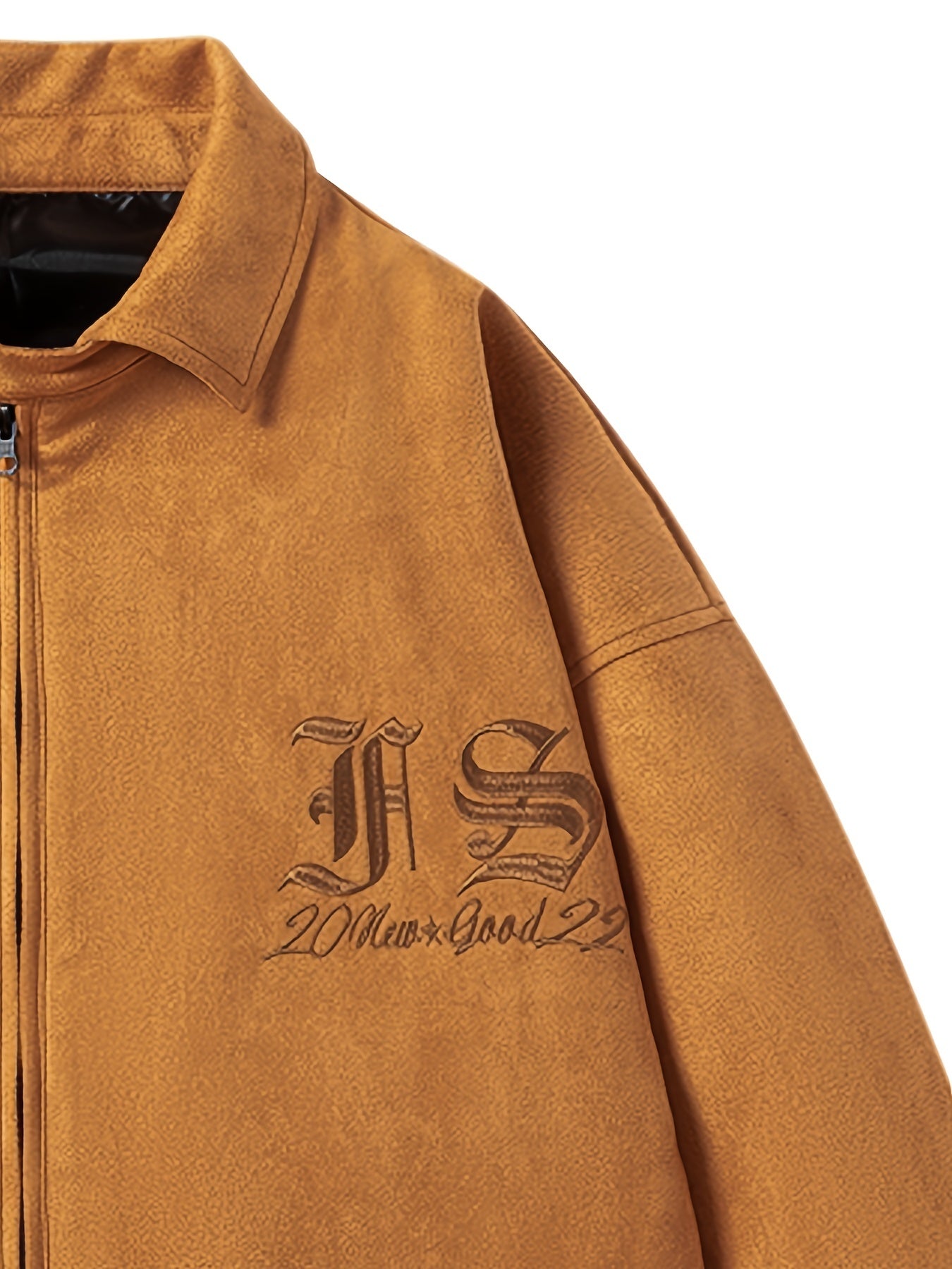 Suede Embroidered PU Leather Jacket