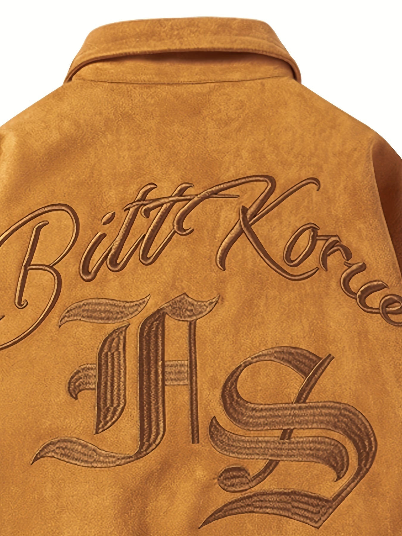 Suede Embroidered PU Leather Jacket