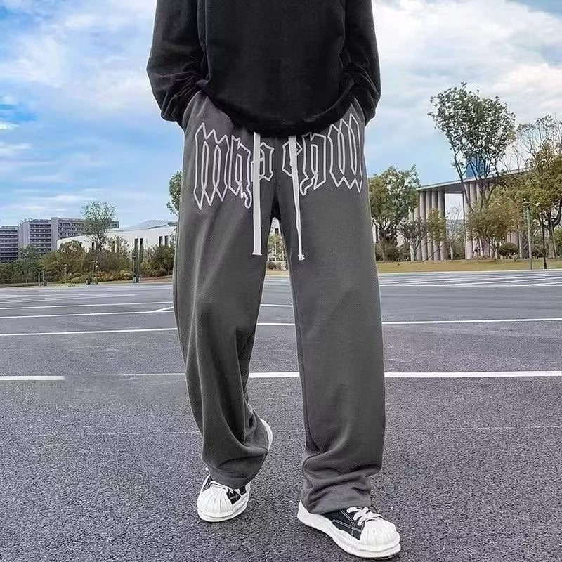 Letter Print Straight Pants