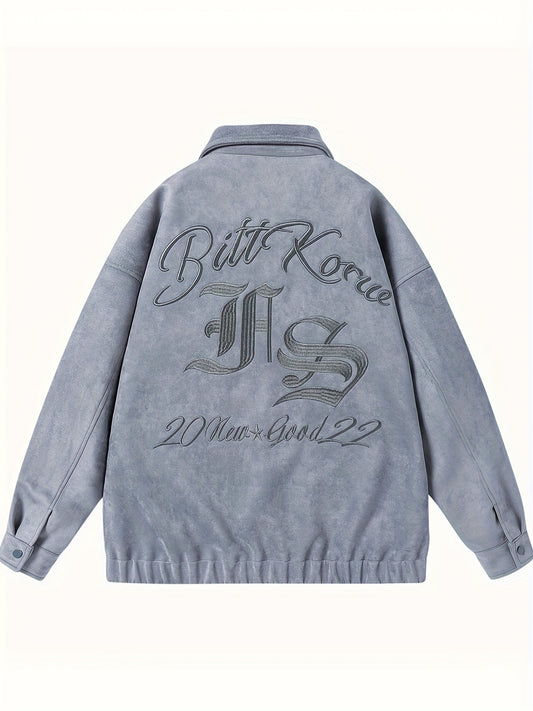 Suede Embroidered PU Leather Jacket