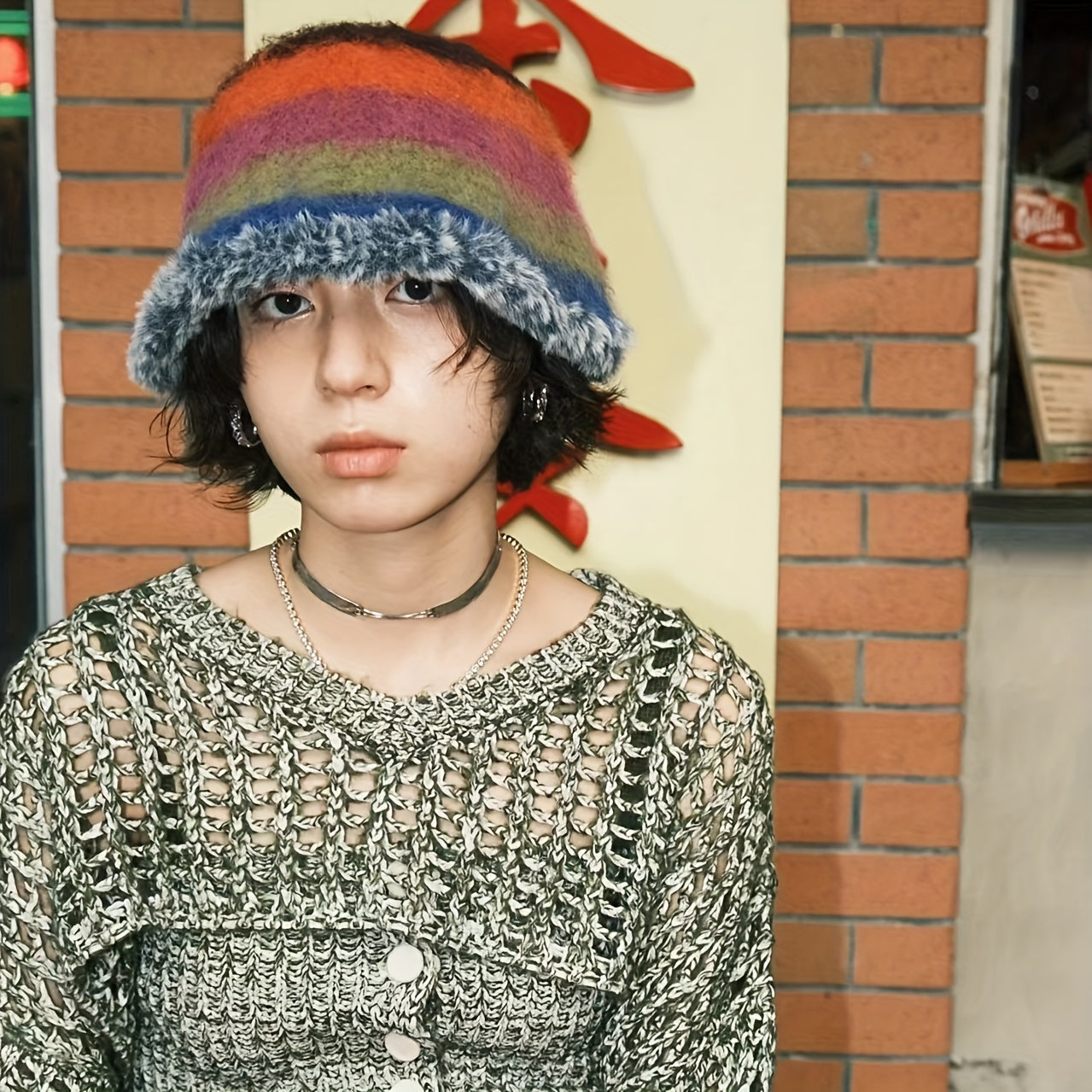 Mohair Stripped Multi-Coloured Beanie
