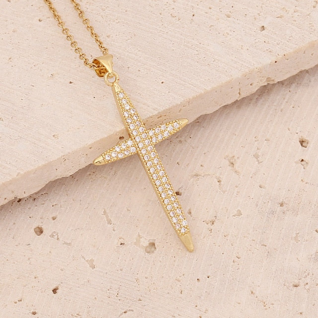 Gold and Silver Plated Cross Pendant Necklace