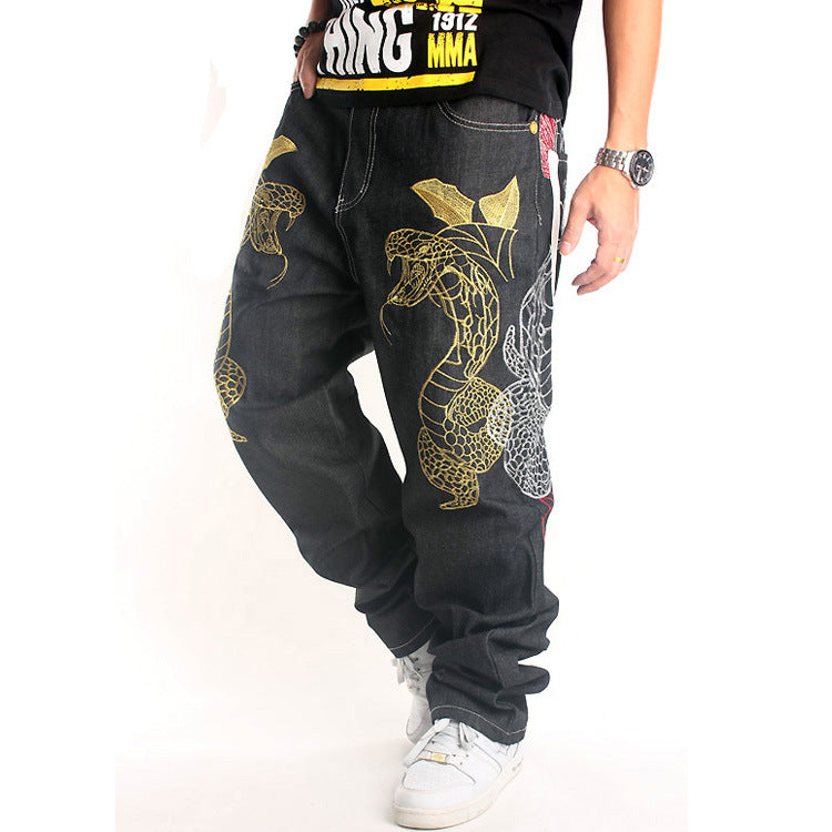 Embroidered Hip Hop Jeans