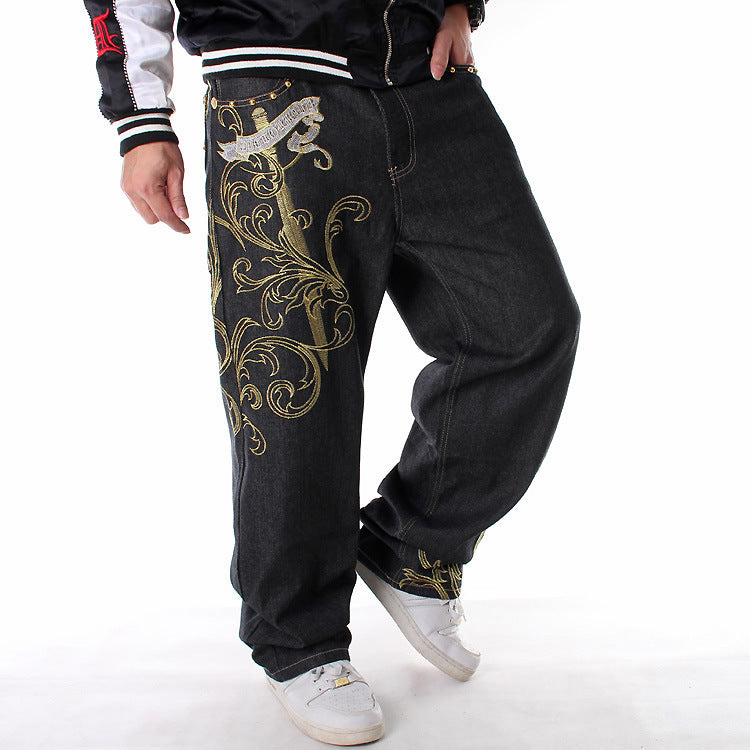 Embroidered Hip Hop Jeans
