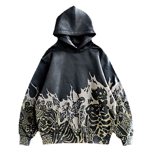 Streetwear Skull Print Hoodie - Tisso Clothing