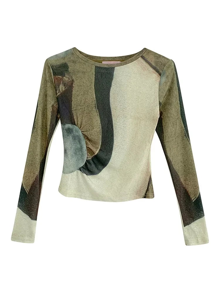 Tie Dye Long Sleeve Green Top