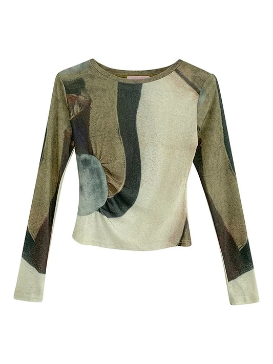 Tie Dye Long Sleeve Green Top