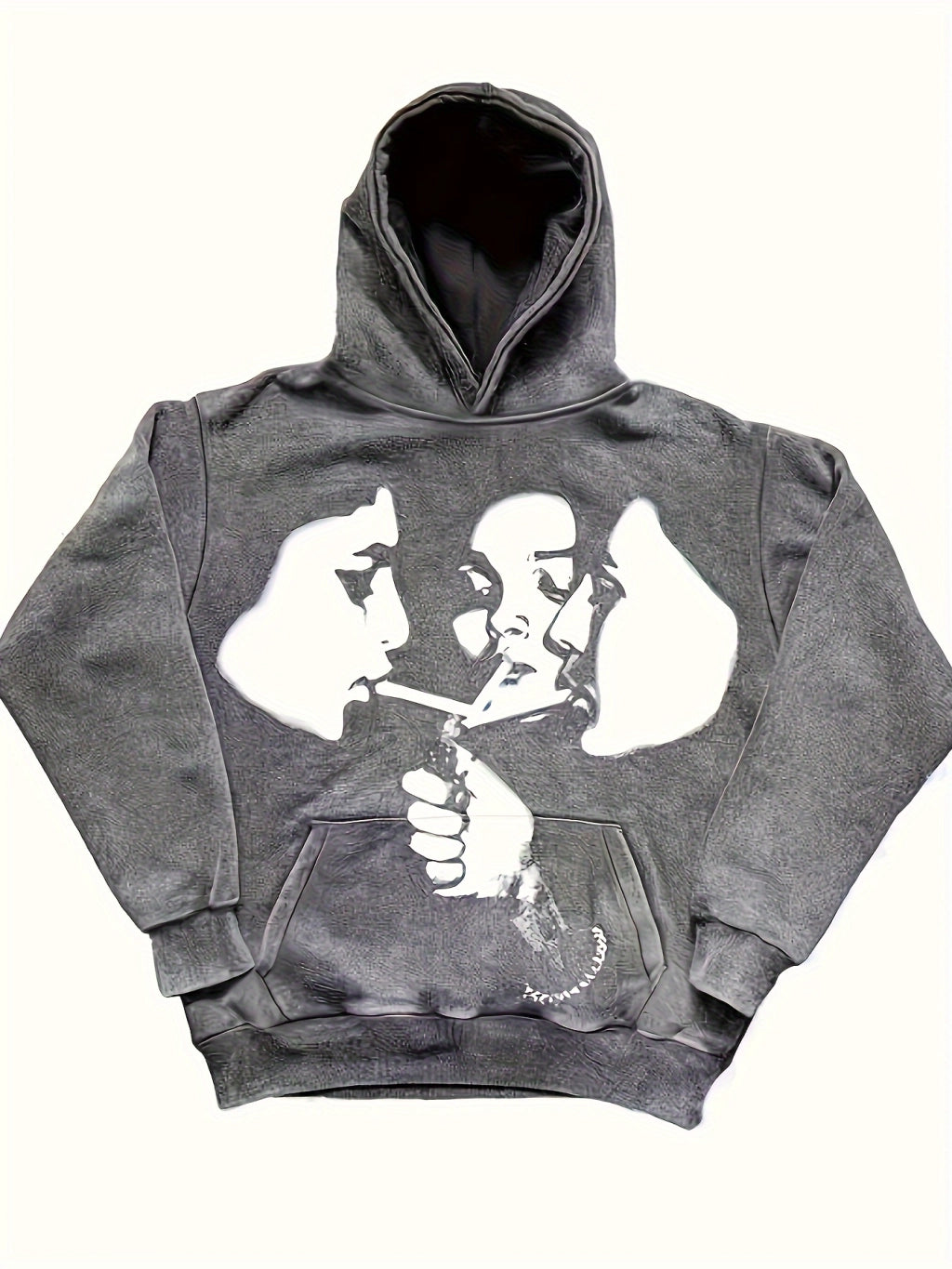 Graphic Print Gray Hoodie