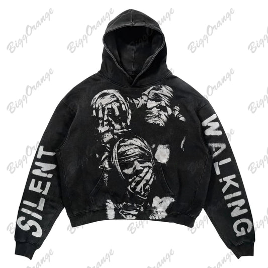 Cotton Graphic Black Hoodie