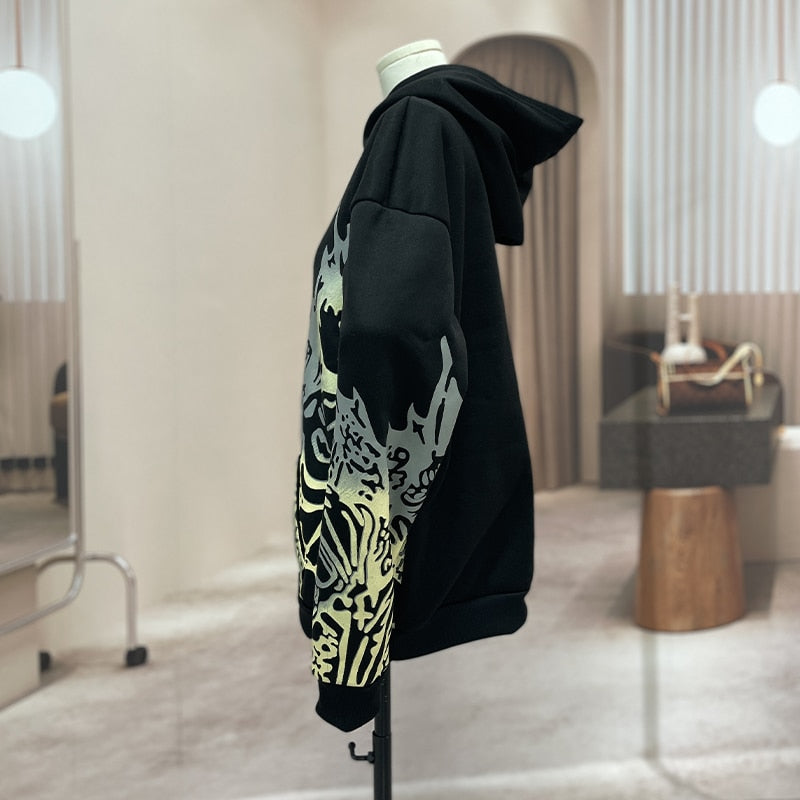 Streetwear Skull Print Hoodie - Tisso Clothing