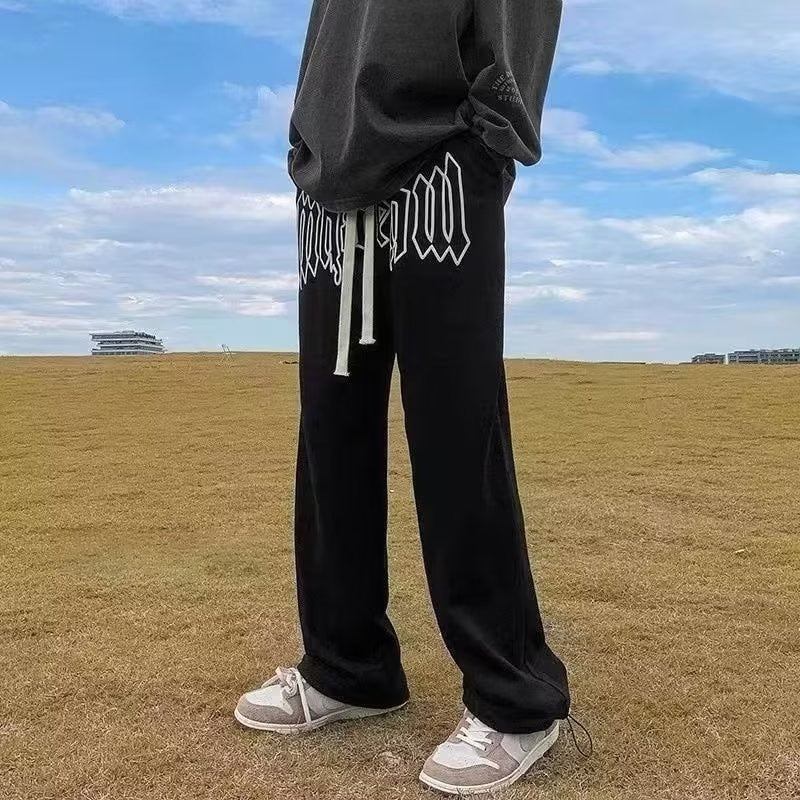Letter Print Straight Pants
