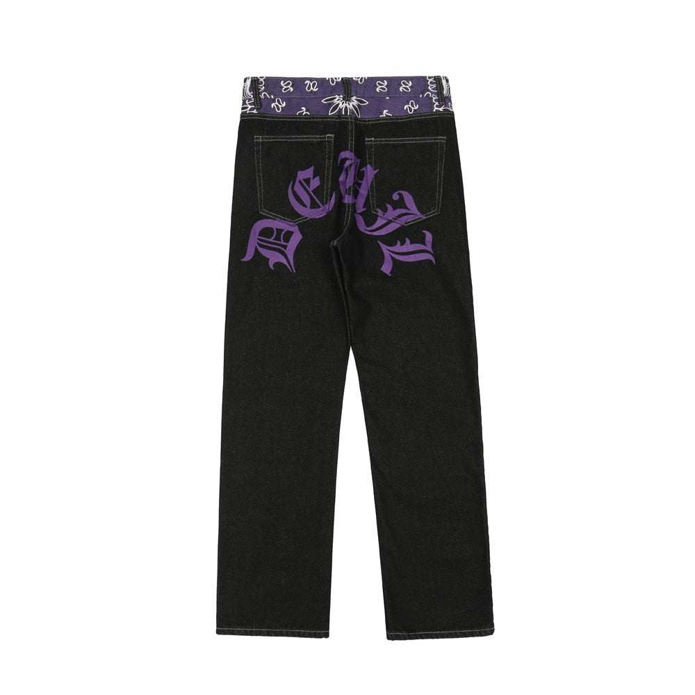 Black Graphic Baggy Jeans