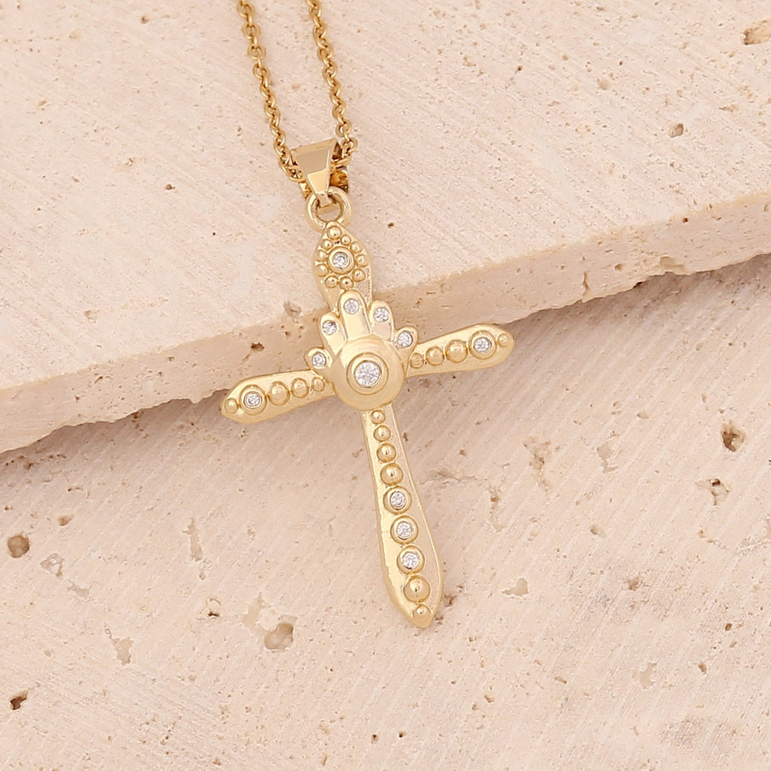 Gold and Silver Plated Cross Pendant Necklace