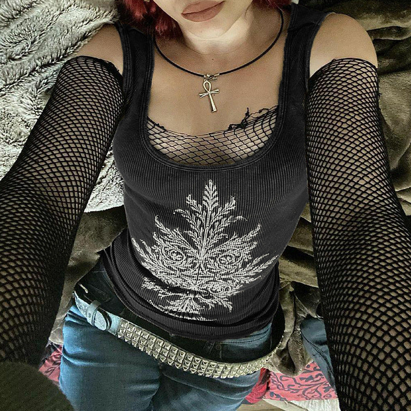 Fairy Grunge Black Knitted Vest - Tisso Clothing