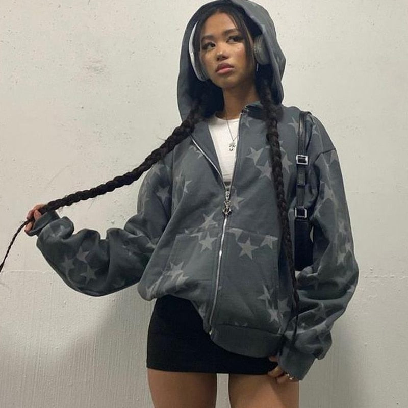 Star Graphic Hoodie, Y2K - Tisso Clothing