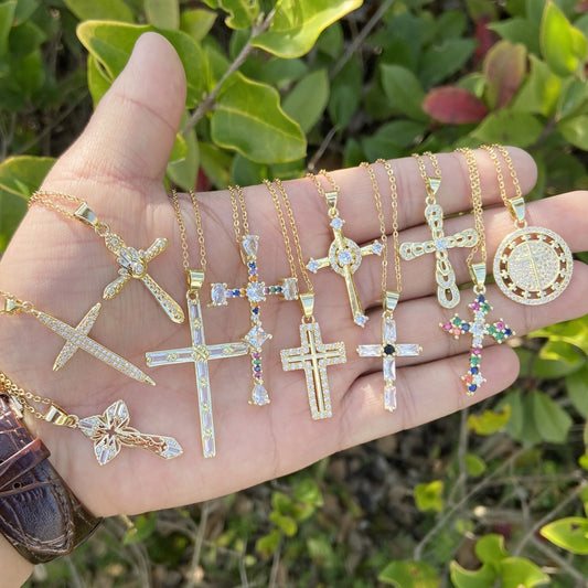Gold and Silver Plated Cross Pendant Necklace