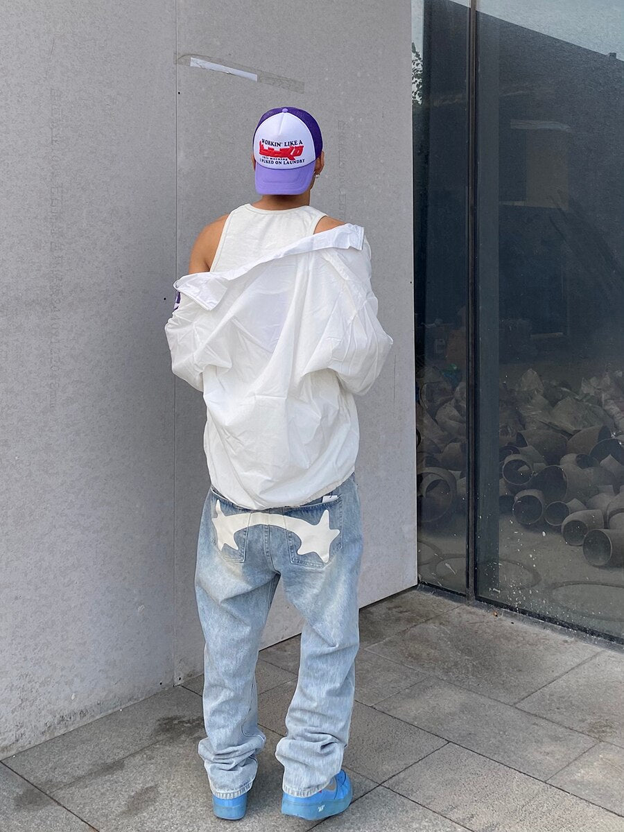 Star Print Baggy Jeans