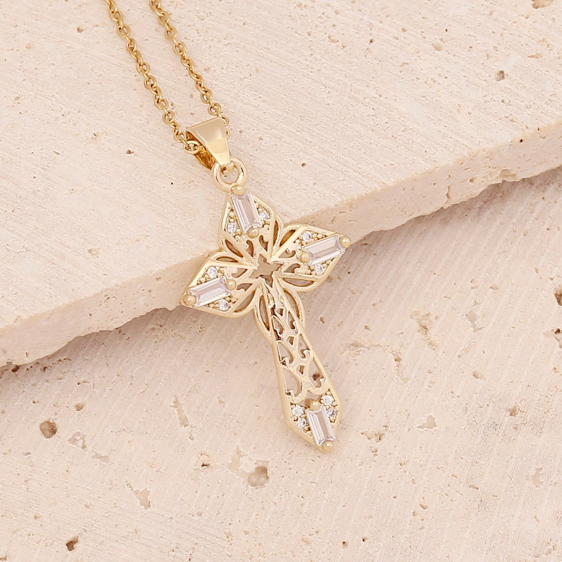 Gold and Silver Plated Cross Pendant Necklace