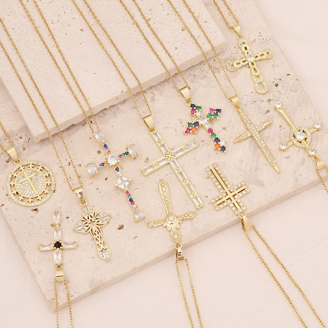 Gold and Silver Plated Cross Pendant Necklace