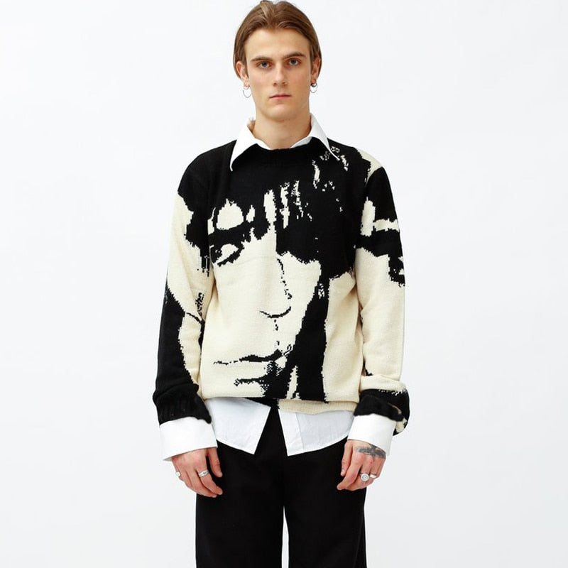 Japanese Style Portrait Knit Sweater - Tisso Clothing