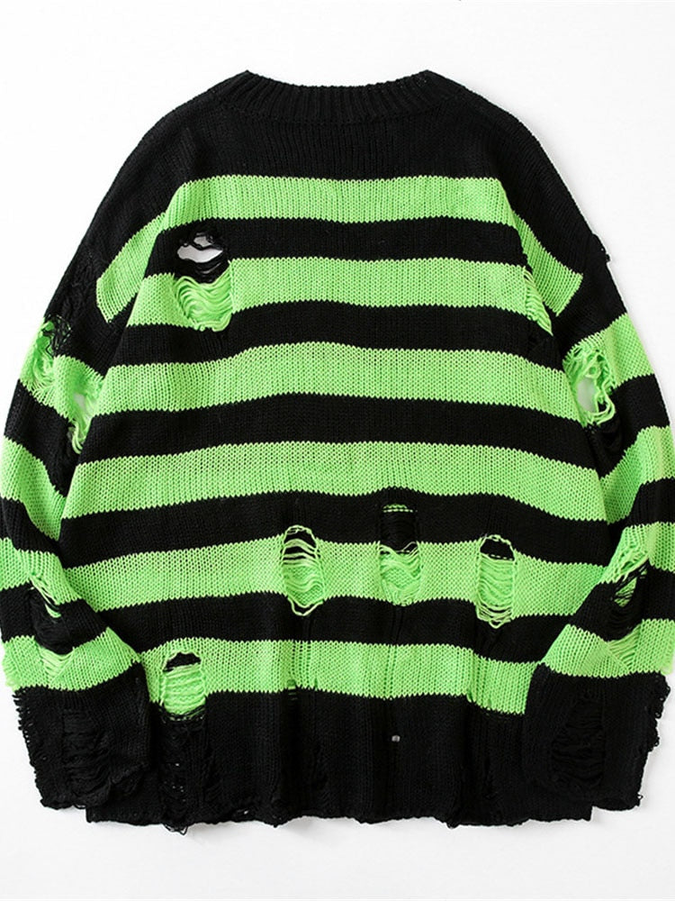 Women's Striped Sweater Y2K, Grunge - Tisso Clothing