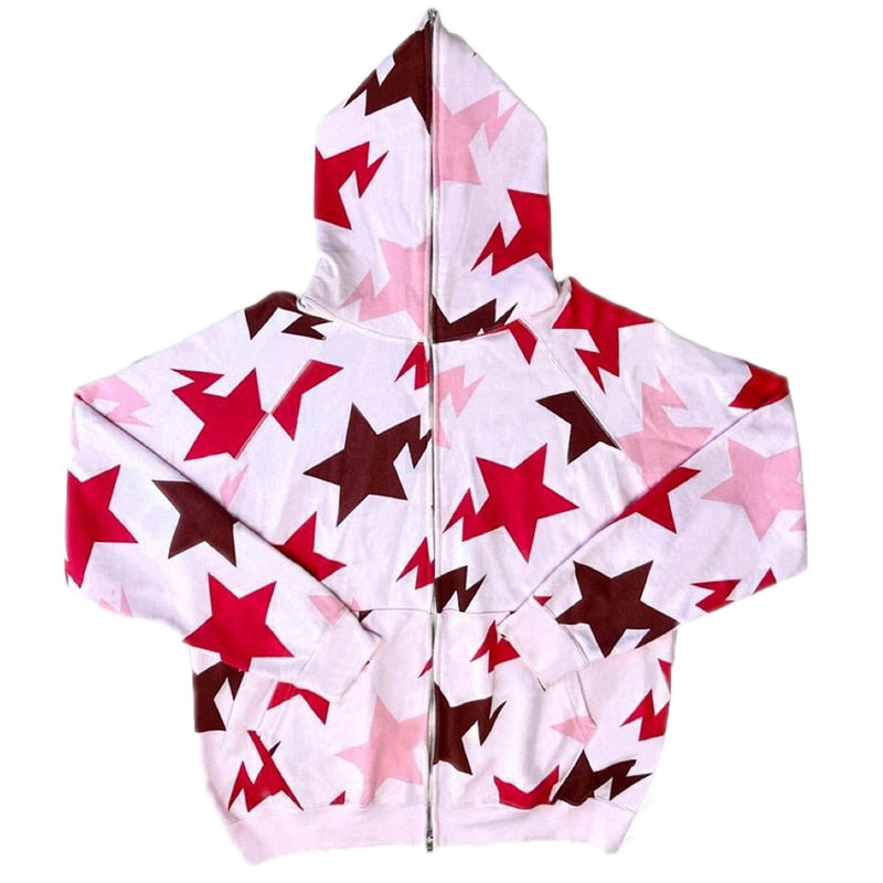 Zip Up Star Hoodie, Y2K - Tisso Clothing