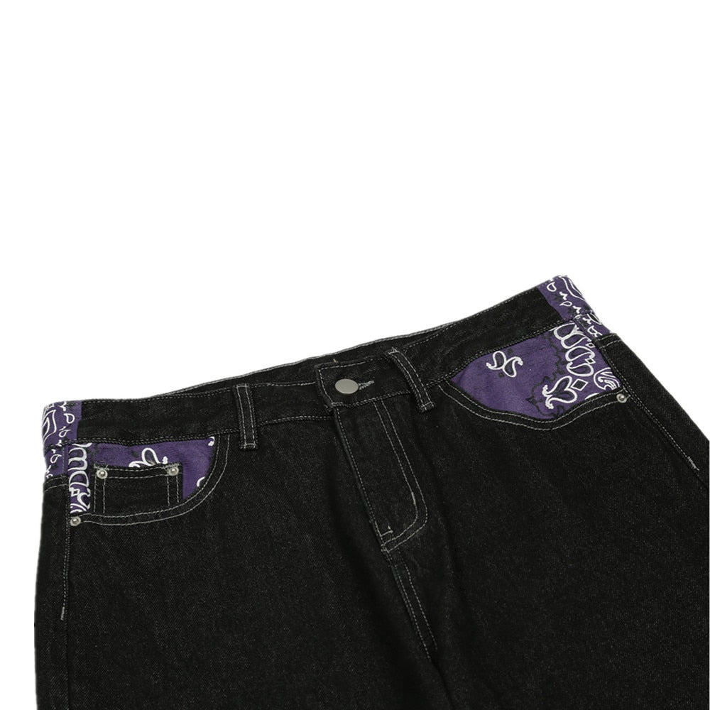 Black Graphic Baggy Jeans