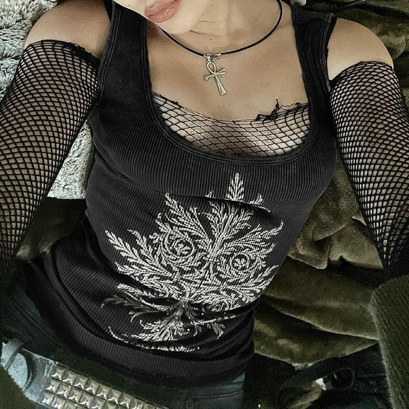 Fairy Grunge Black Knitted Vest - Tisso Clothing