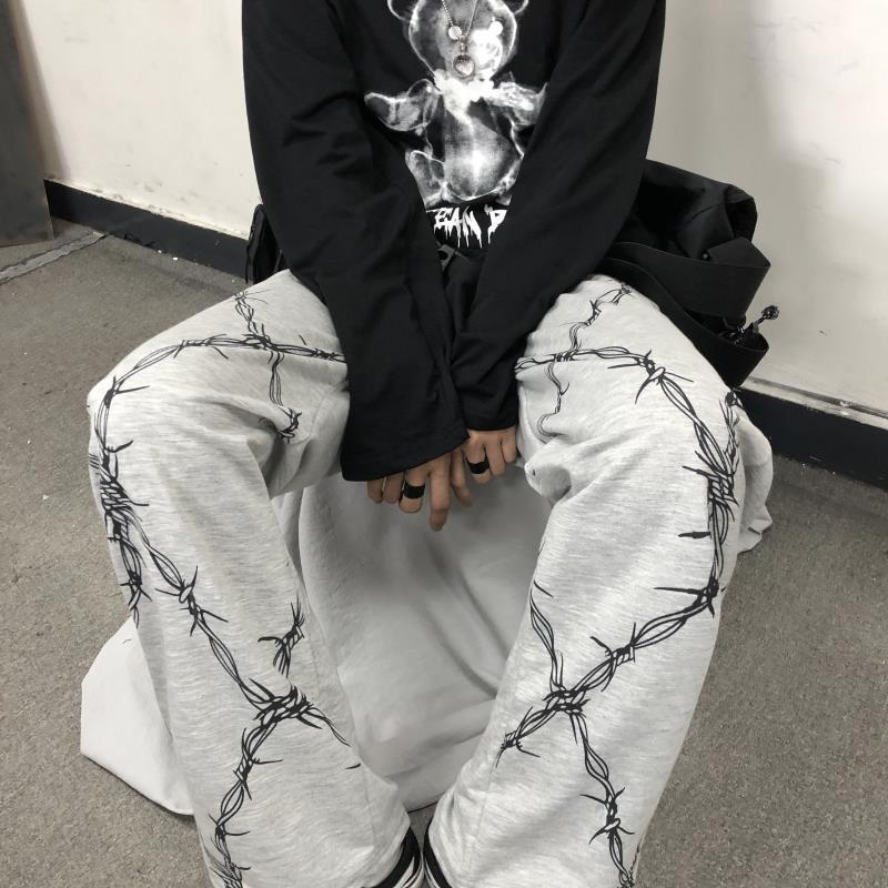 Chain Graphic Baggy Pants