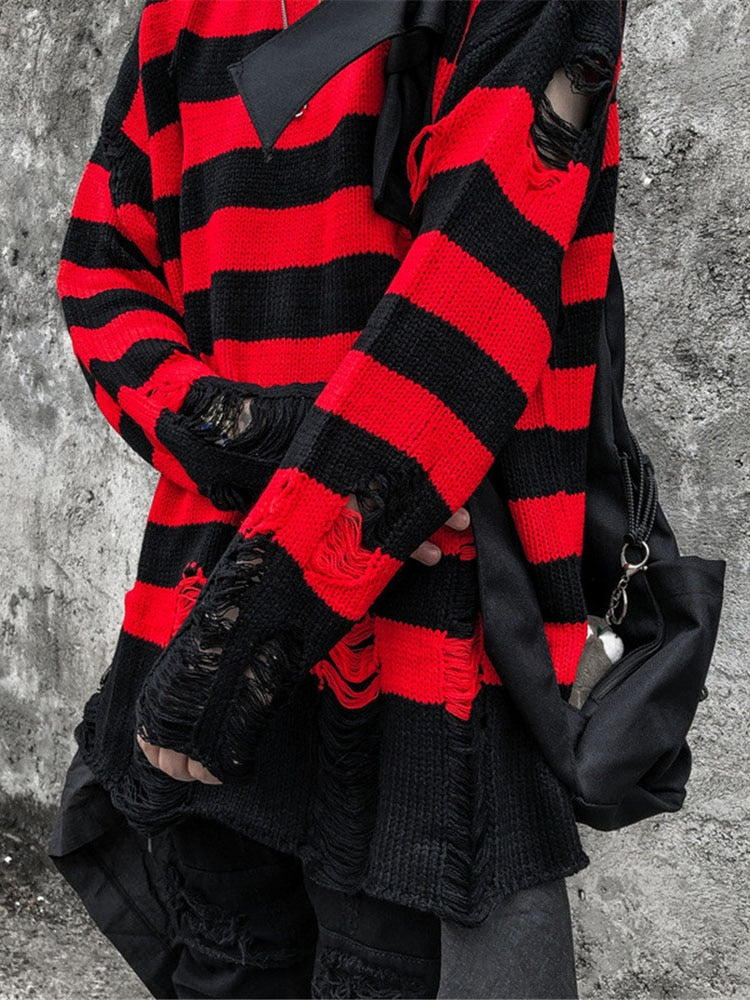 Women's Striped Sweater Y2K, Grunge - Tisso Clothing